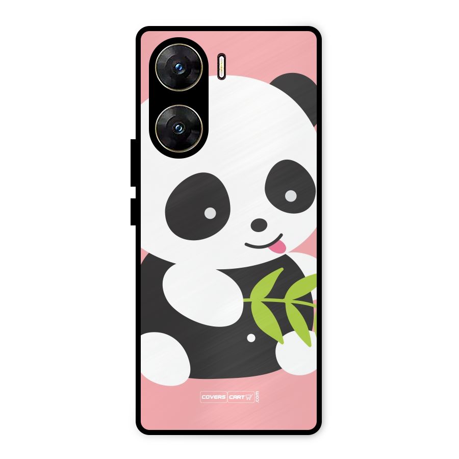 Cute Panda Pink Metal Back Case for Vivo V29e