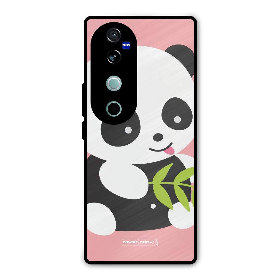 Cute Panda Pink Metal Back Case for Vivo V40