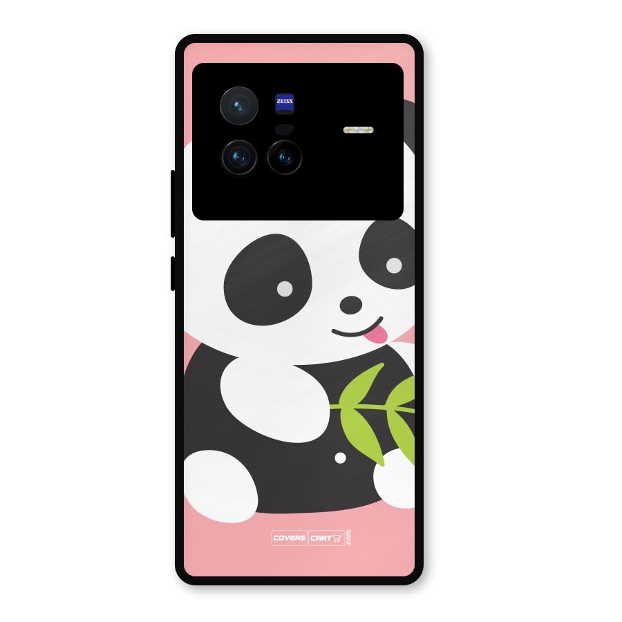 Cute Panda Pink Metal Back Case for Vivo X80