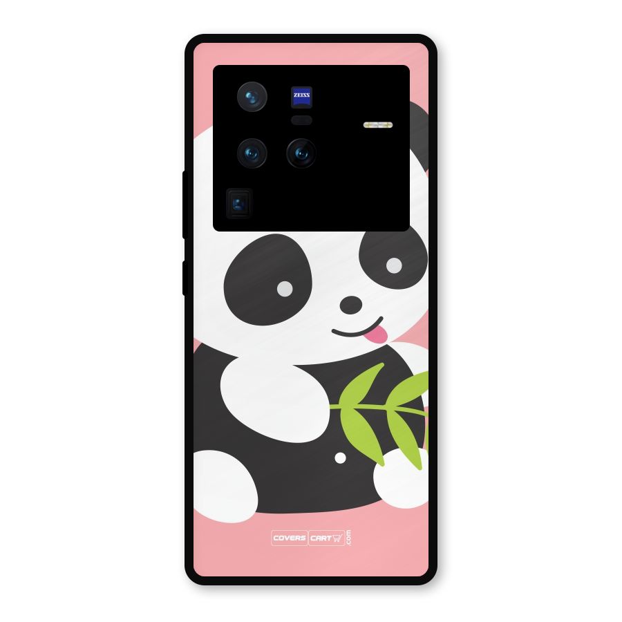 Cute Panda Pink Metal Back Case for Vivo X80 Pro