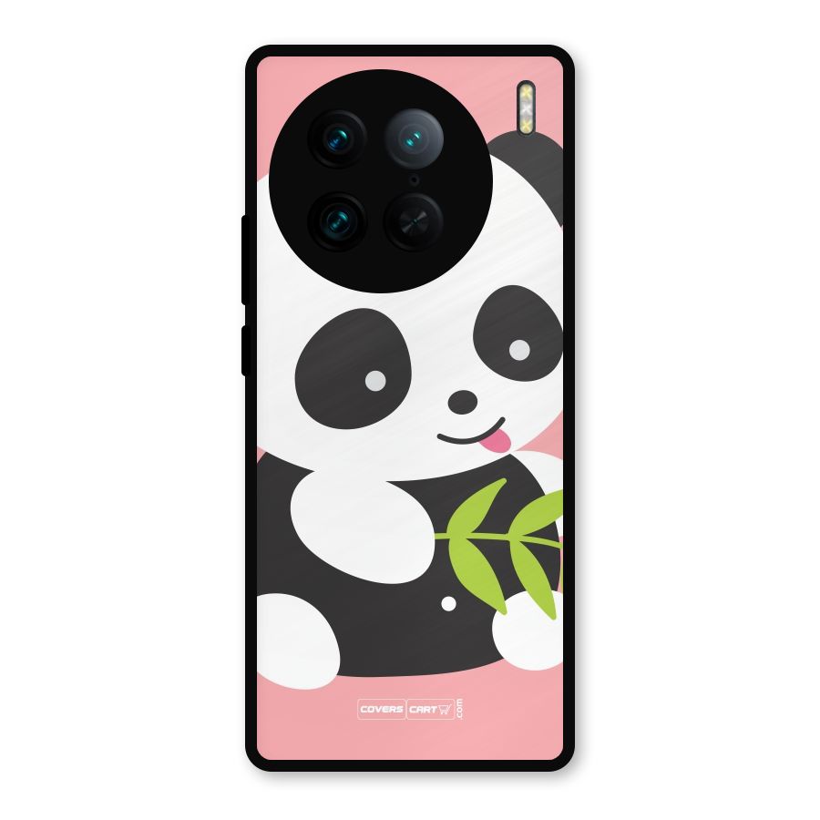 Cute Panda Pink Metal Back Case for Vivo X90 Pro