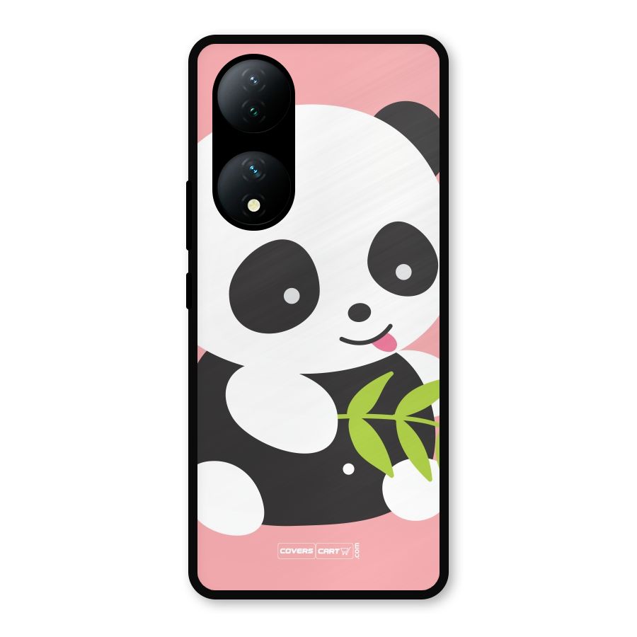 Cute Panda Pink Metal Back Case for Vivo Y100a