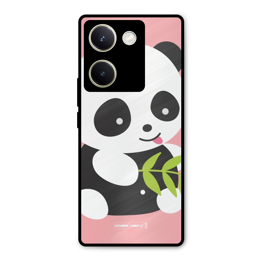 Cute Panda Pink Metal Back Case for Vivo Y200 Pro
