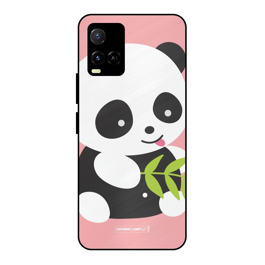 Cute Panda Pink Metal Back Case for Vivo Y21