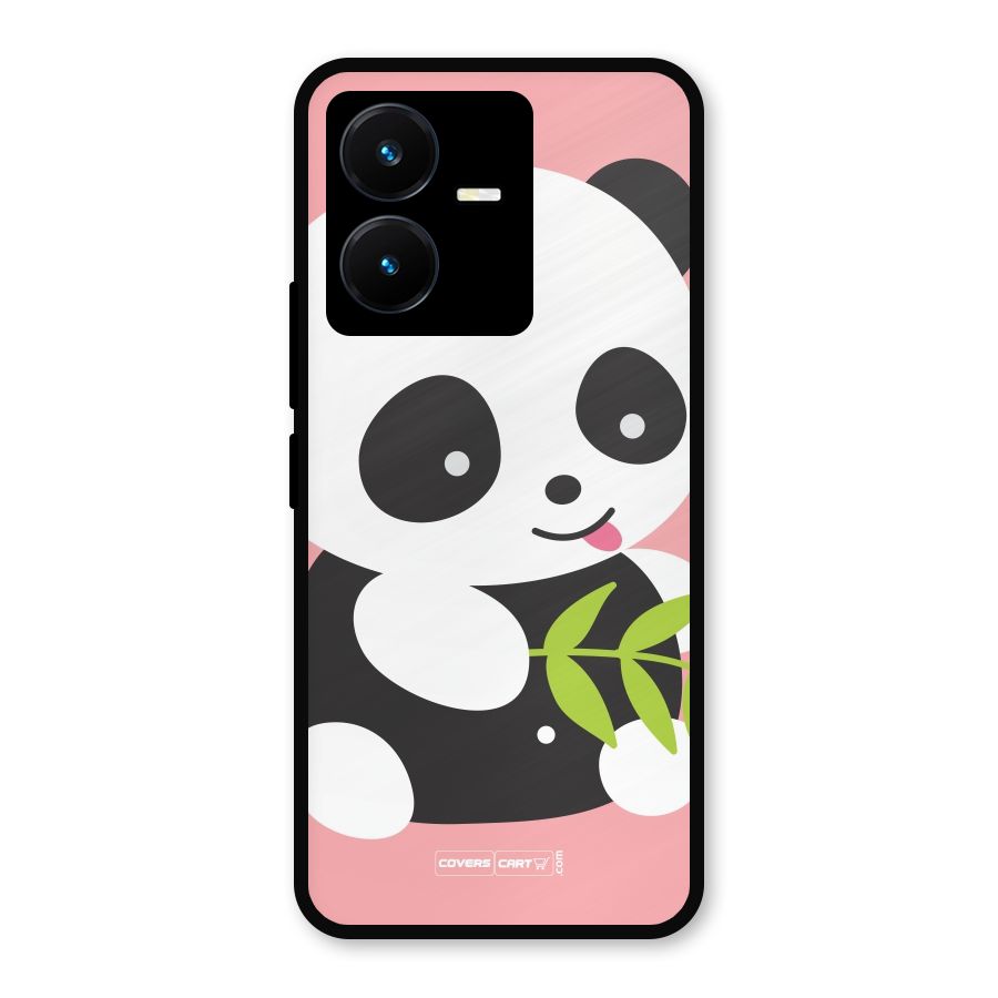 Cute Panda Pink Metal Back Case for Vivo Y22