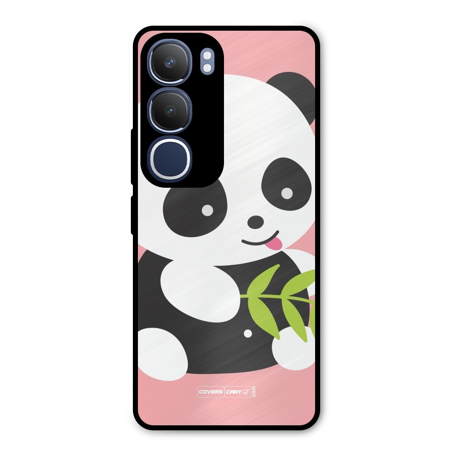 Cute Panda Pink Metal Back Case for Vivo Y29