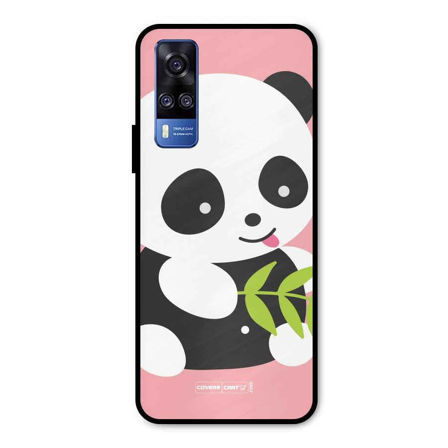 Cute Panda Pink Metal Back Case for Vivo Y51A