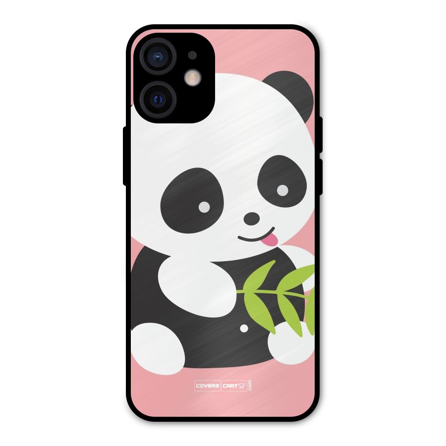 Cute Panda Pink Metal Back Case for iPhone 12 Mini