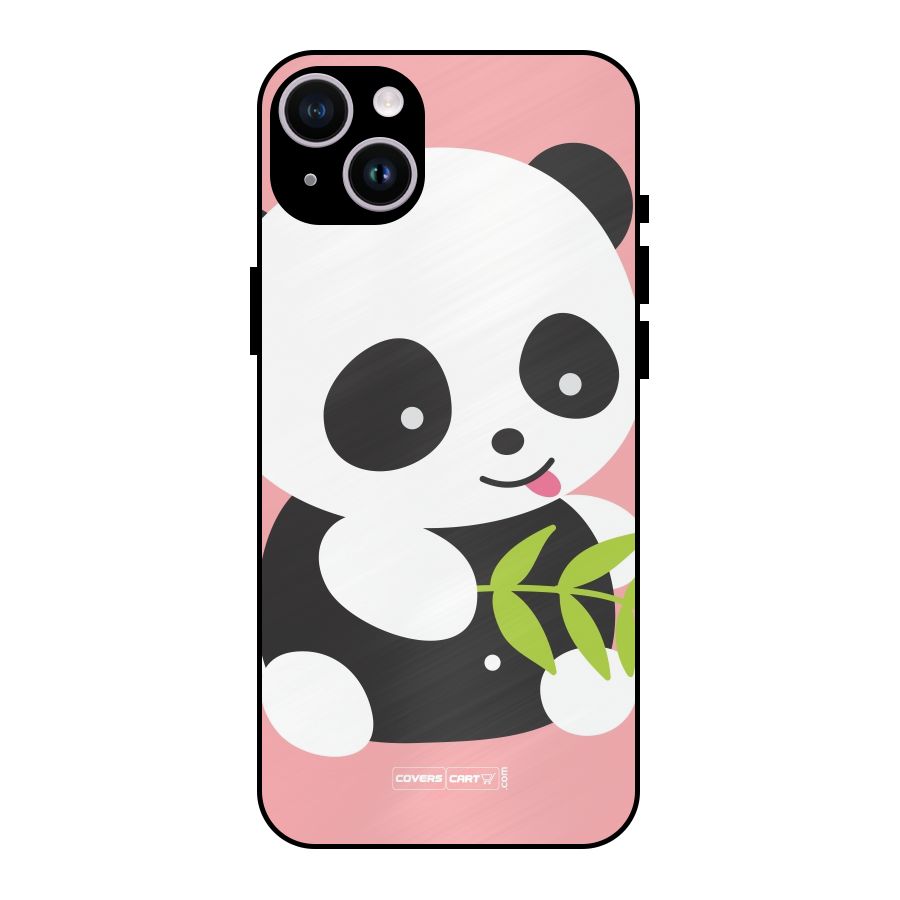 Cute Panda Pink Metal Back Case for iPhone 14 Plus