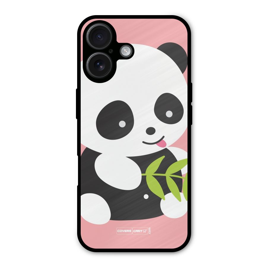 Cute Panda Pink Metal Back Case for iPhone 16