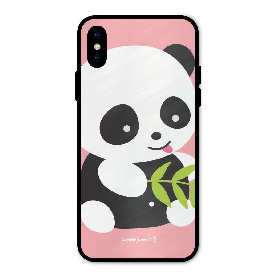 Cute Panda Pink Metal Back Case for iPhone X