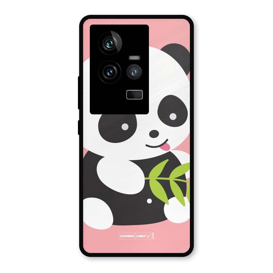 Cute Panda Pink Metal Back Case for iQOO 11 5G
