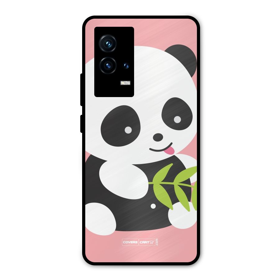 Cute Panda Pink Metal Back Case for iQOO 9 5G