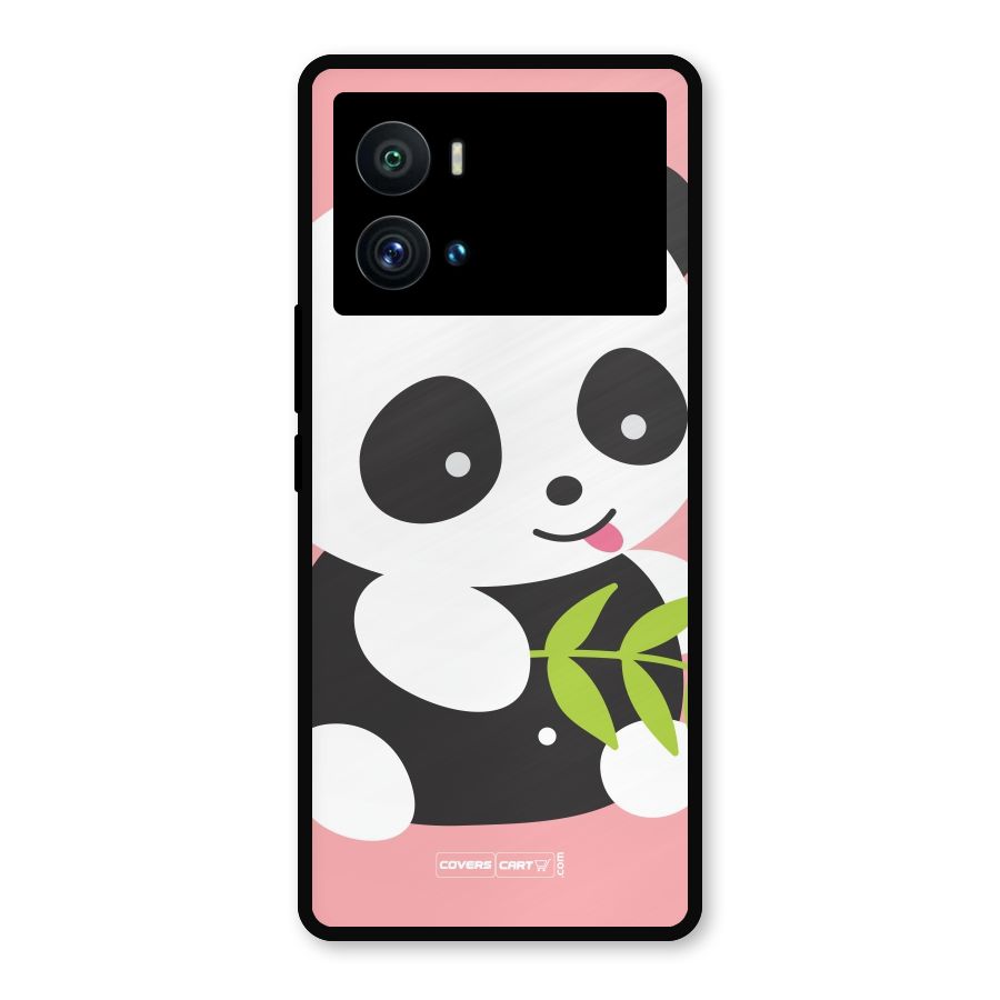 Cute Panda Pink Metal Back Case for iQOO 9 Pro