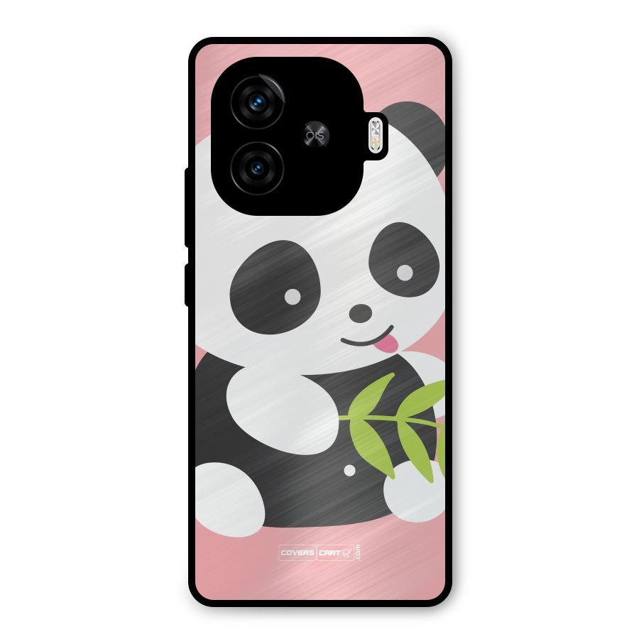 Cute Panda Pink Metal Back Case for iQOO Z9 Turbo