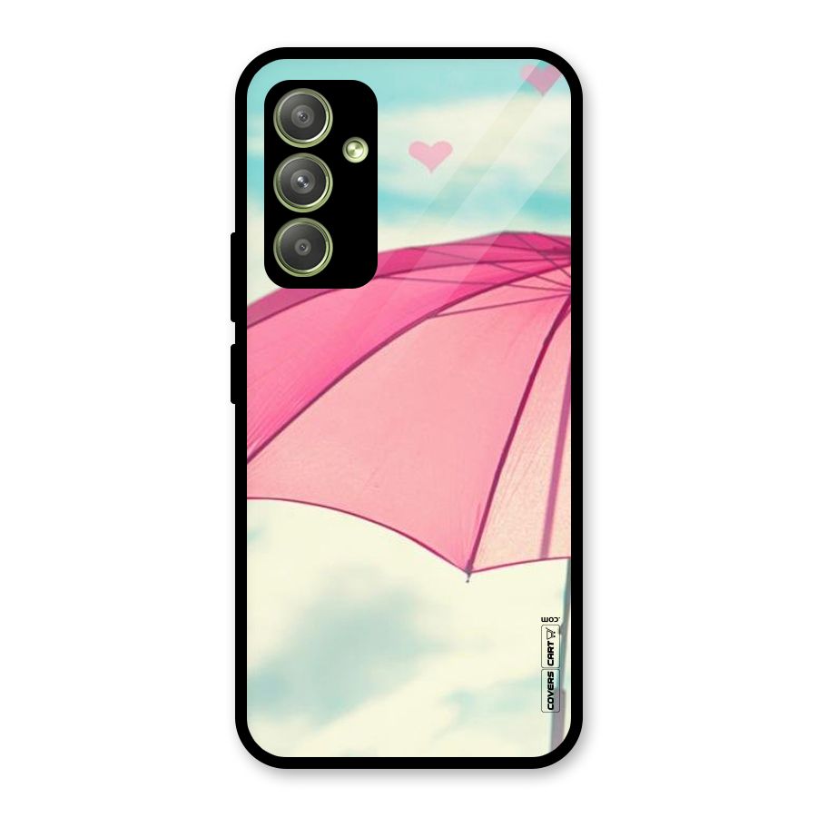 Cute Pink Umbrella Glass Back Case for Galaxy A54