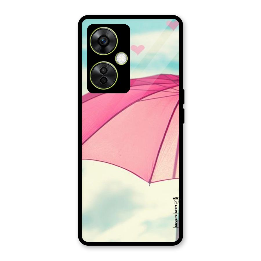 Cute Pink Umbrella Glass Back Case for OnePlus Nord CE 3 Lite