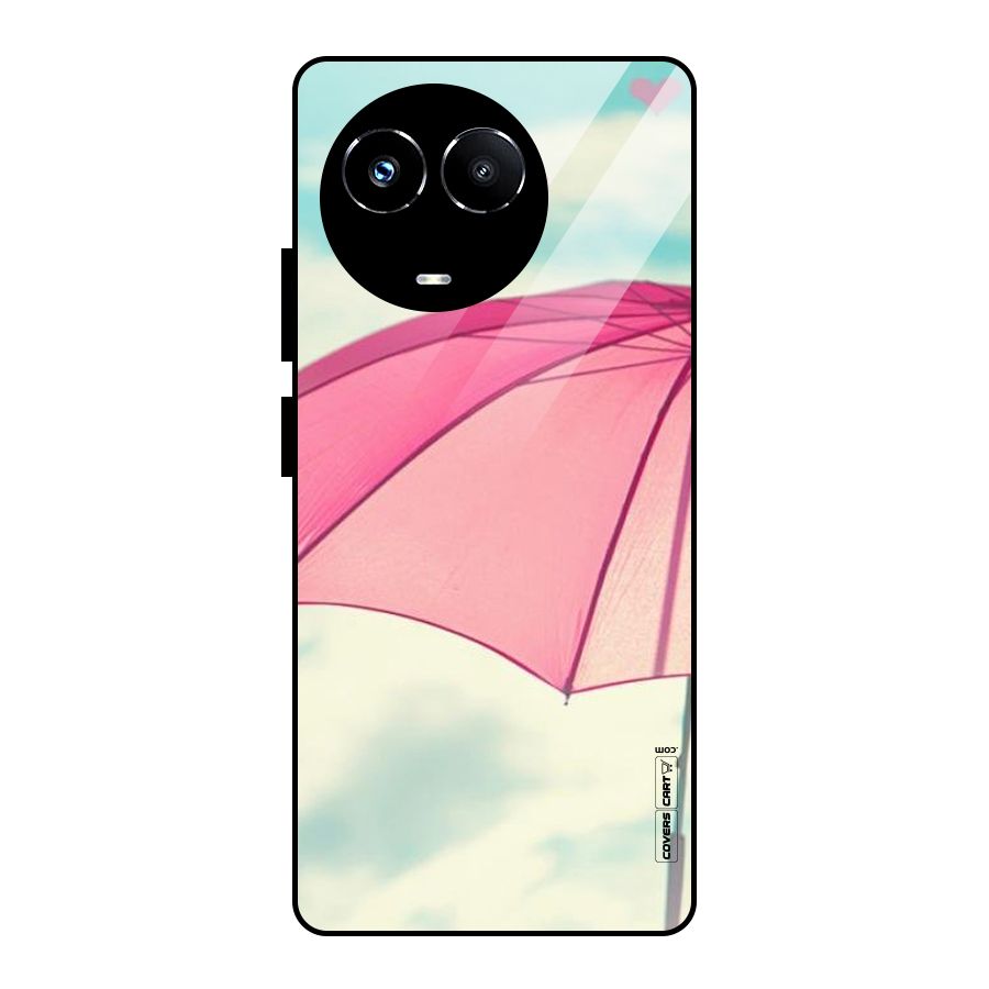 Cute Pink Umbrella Glass Back Case for Realme 11X