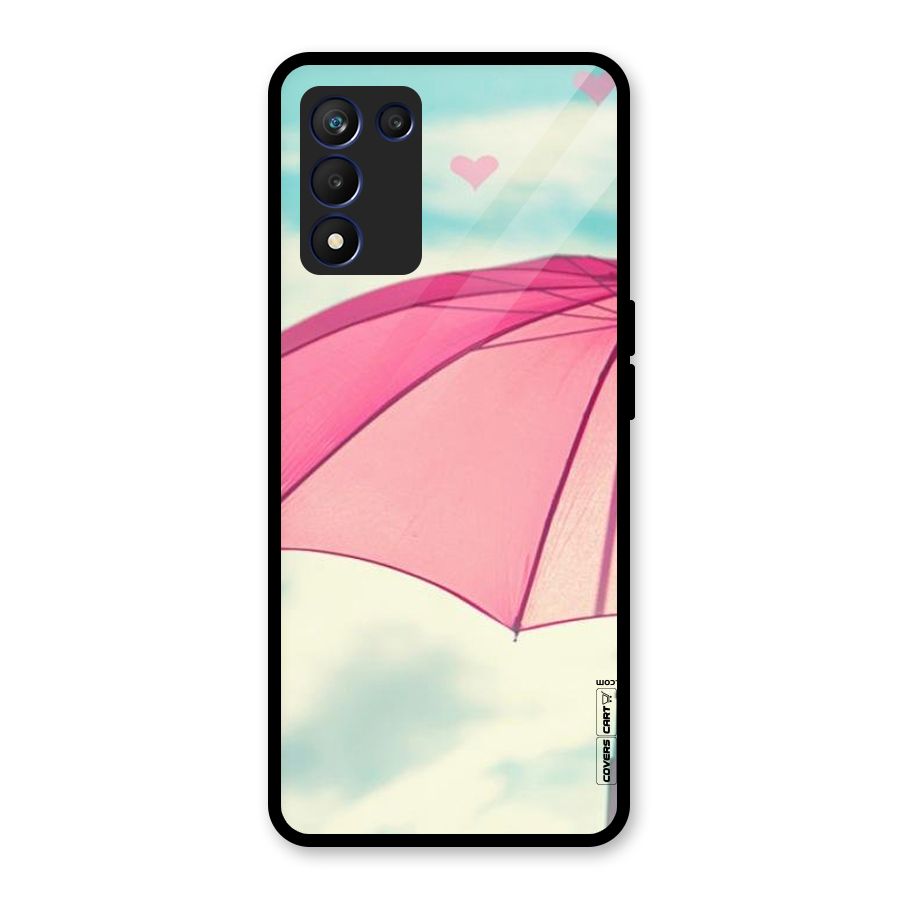 Cute Pink Umbrella Glass Back Case for Realme 9 5G Speed