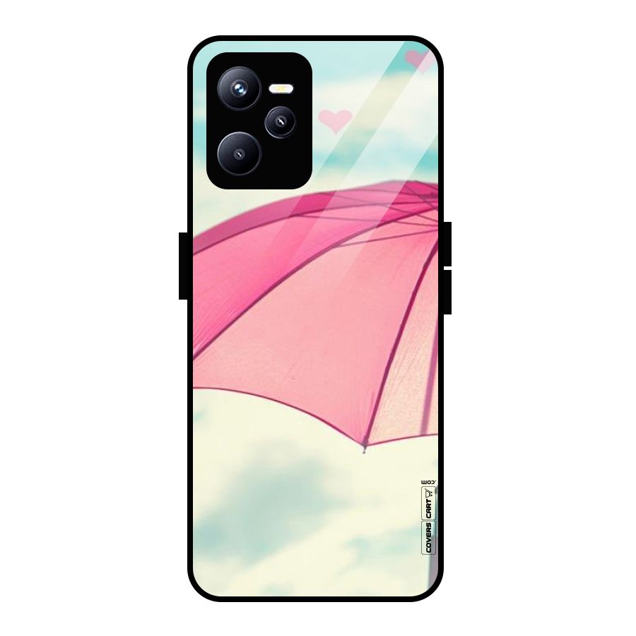 Cute Pink Umbrella Glass Back Case for Realme C35