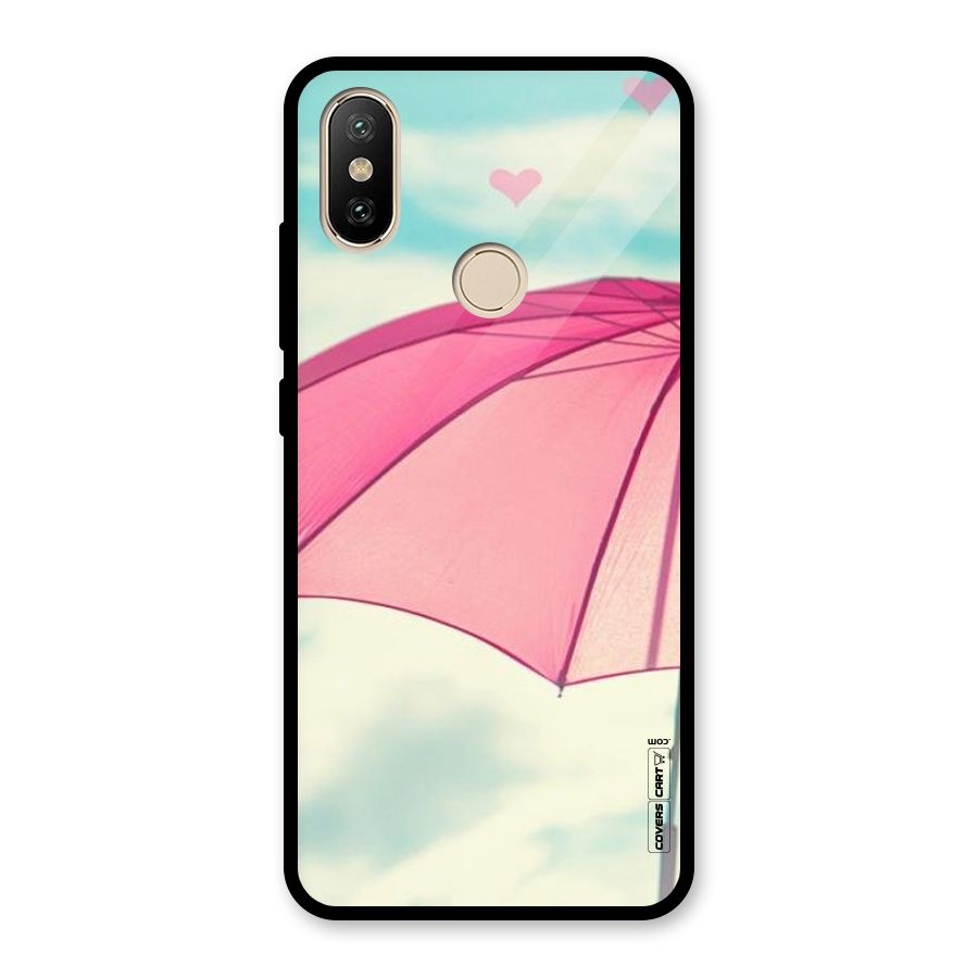 Cute Pink Umbrella Glass Back Case for Redmi A2