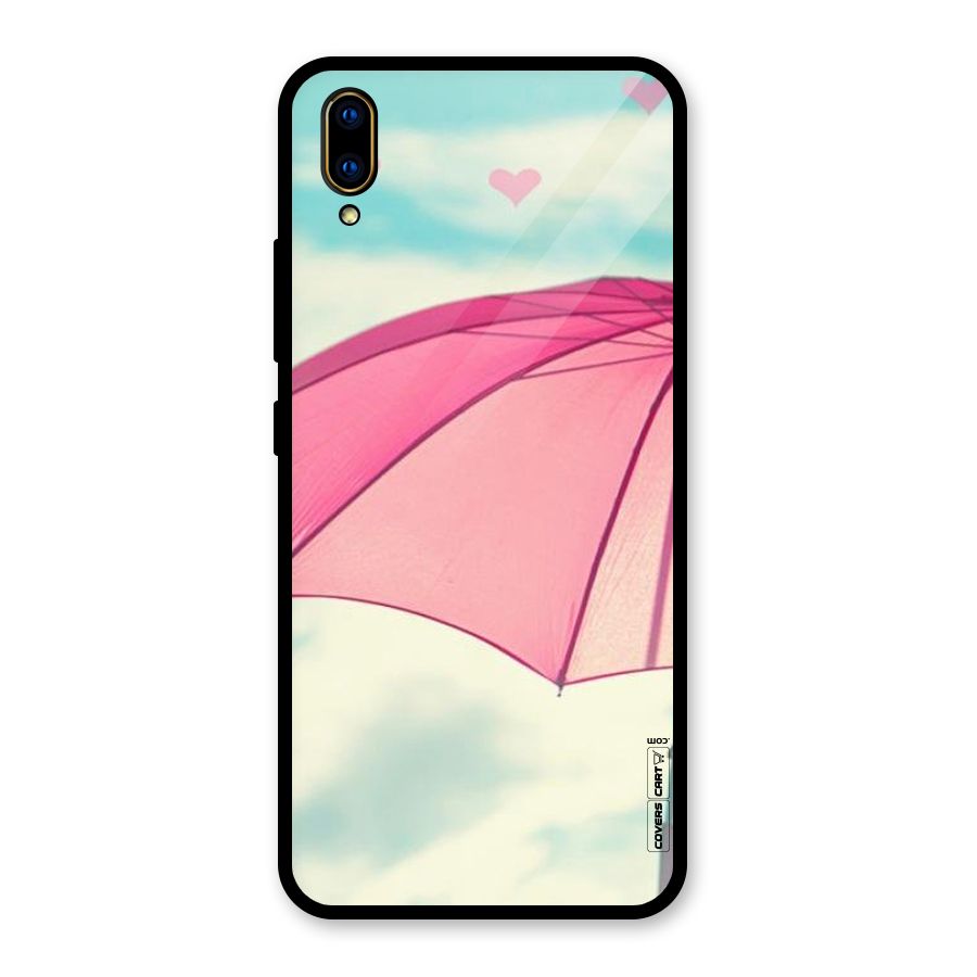 Cute Pink Umbrella Glass Back Case for Vivo V11 Pro