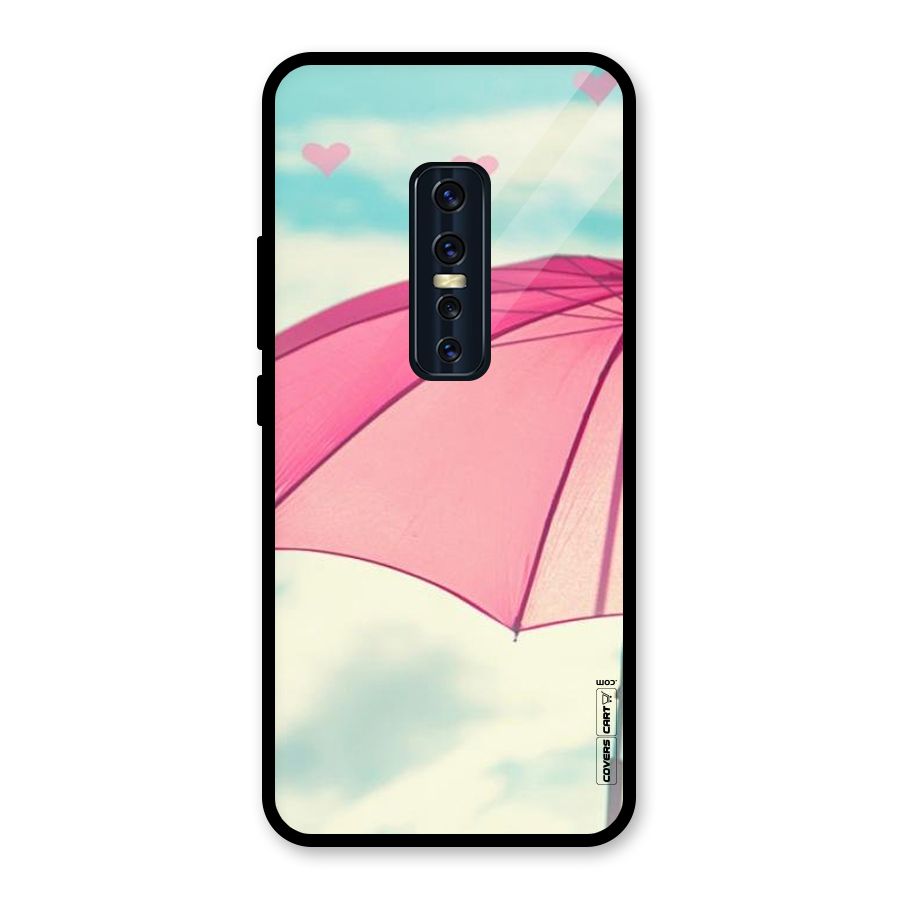 Cute Pink Umbrella Glass Back Case for Vivo V17 Pro
