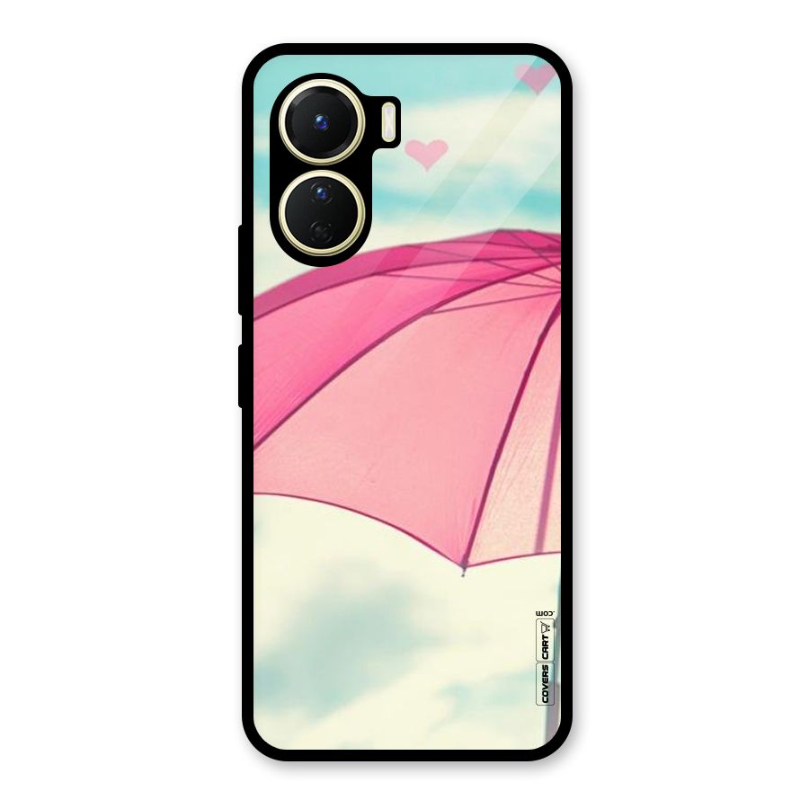 Cute Pink Umbrella Glass Back Case for Vivo Y16