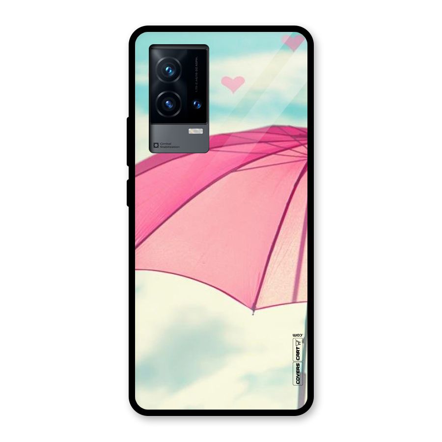 Cute Pink Umbrella Glass Back Case for iQOO 9 5G