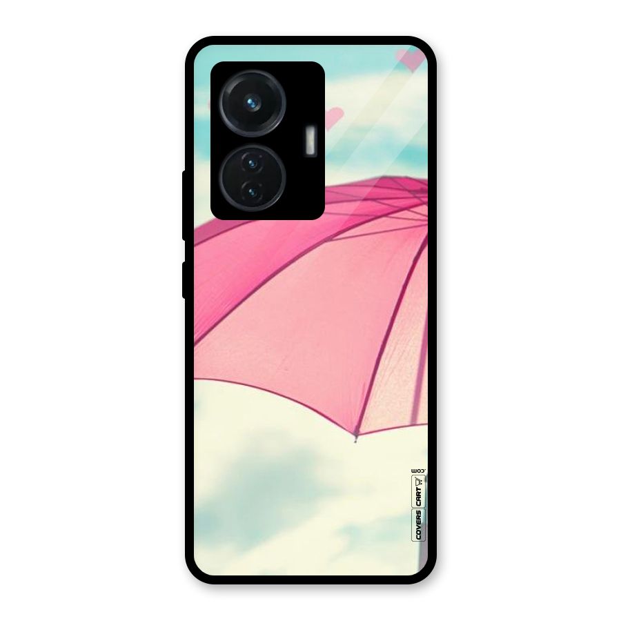 Cute Pink Umbrella Glass Back Case for iQOO Z6 44W