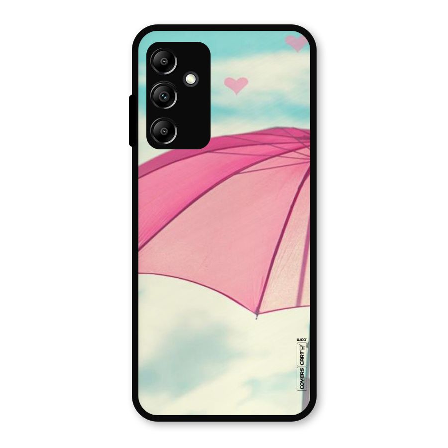 Cute Pink Umbrella Metal Back Case for Galaxy A14 5G
