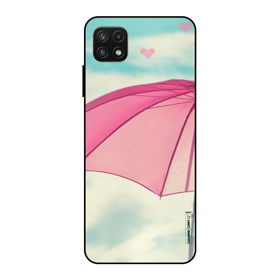 Cute Pink Umbrella Metal Back Case for Galaxy A22 5G
