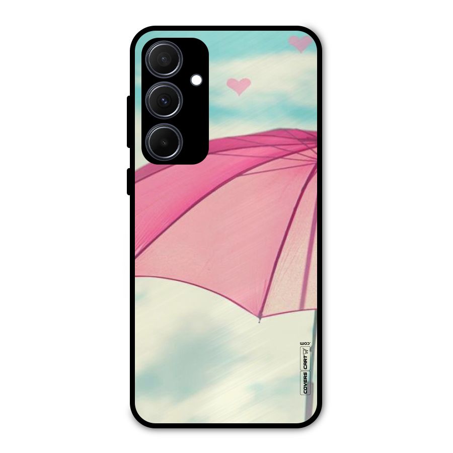 Cute Pink Umbrella Metal Back Case for Galaxy A35