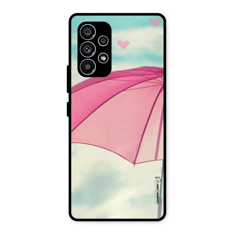 Cute Pink Umbrella Metal Back Case for Galaxy A53 5G