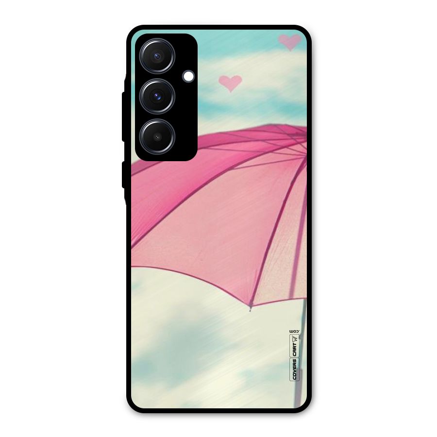 Cute Pink Umbrella Metal Back Case for Galaxy A55