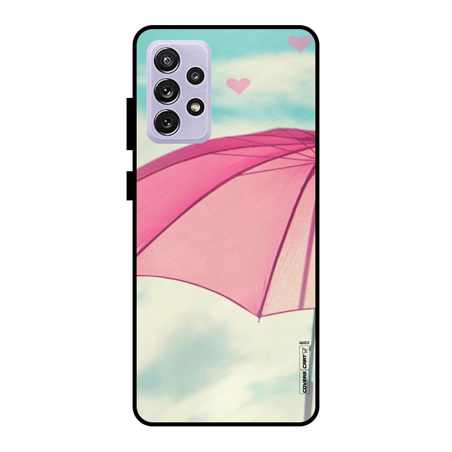 Cute Pink Umbrella Metal Back Case for Galaxy A72