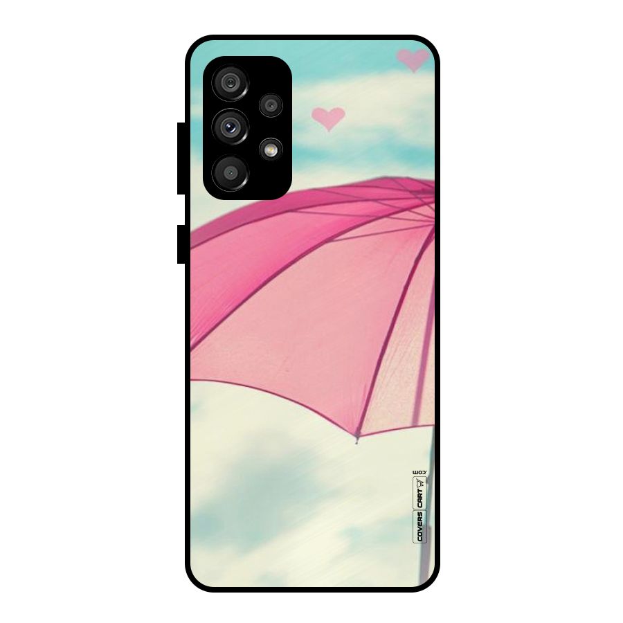 Cute Pink Umbrella Metal Back Case for Galaxy A73 5G