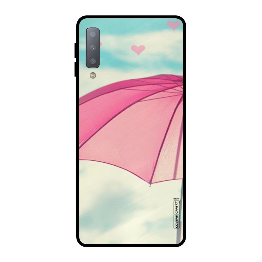 Cute Pink Umbrella Metal Back Case for Galaxy A7 (2018)