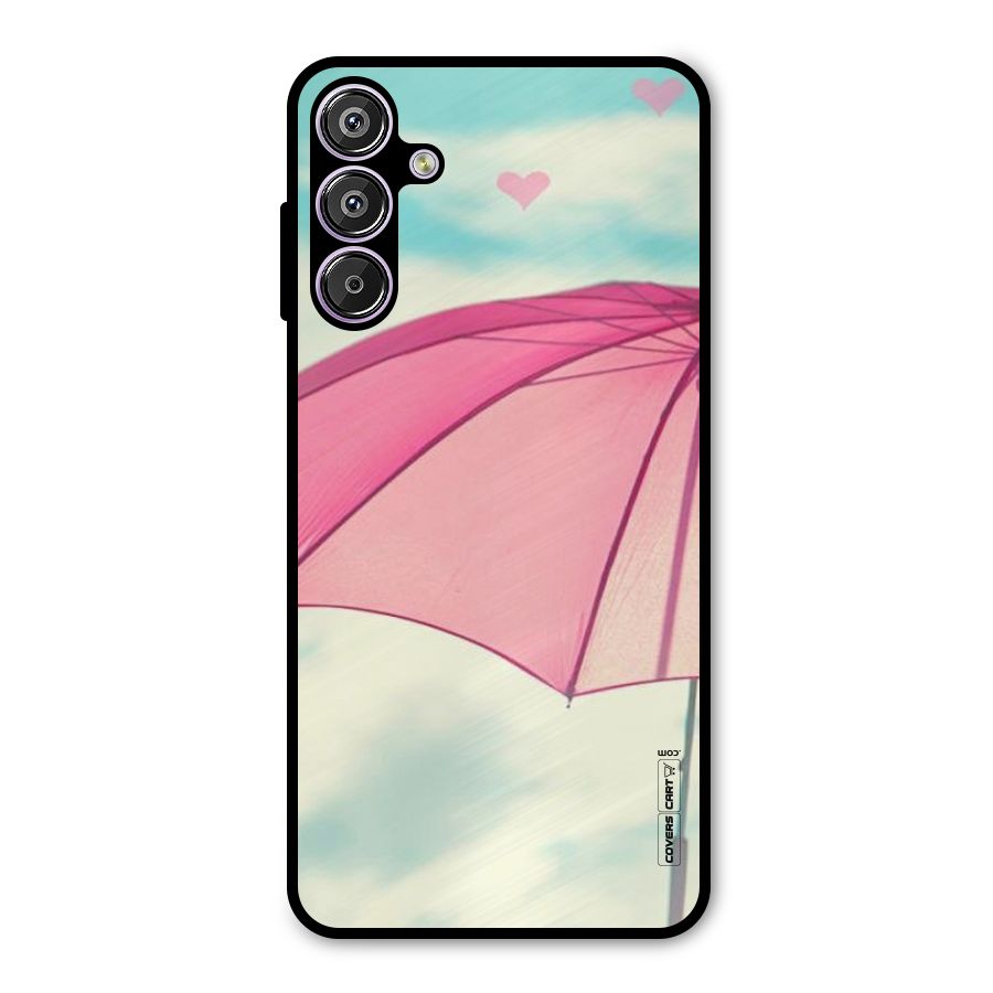 Cute Pink Umbrella Metal Back Case for Galaxy F15