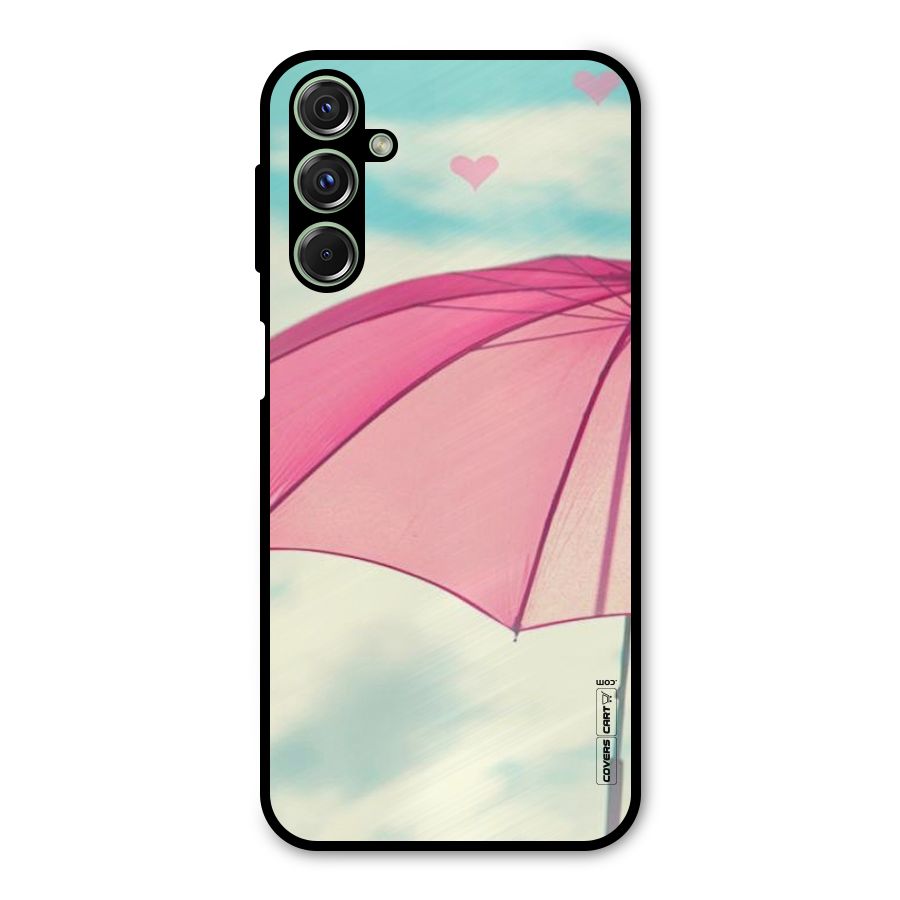 Cute Pink Umbrella Metal Back Case for Galaxy M34