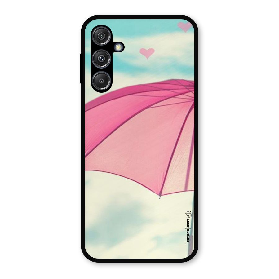 Cute Pink Umbrella Metal Back Case for Galaxy M34 5G
