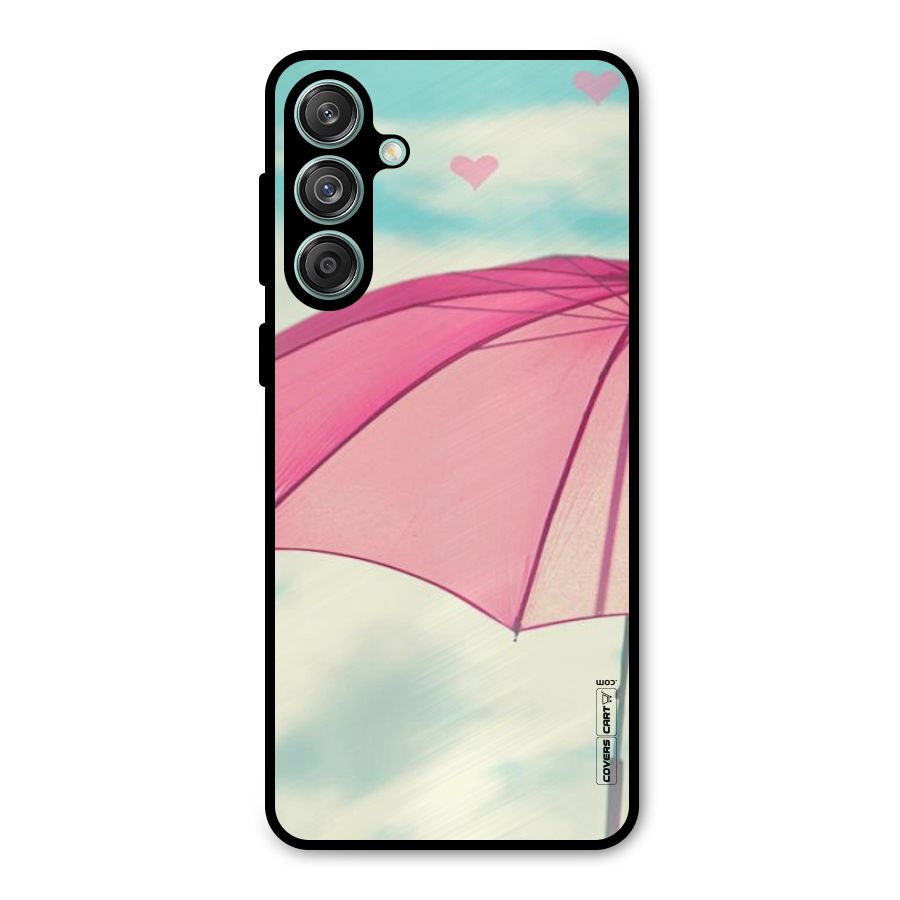 Cute Pink Umbrella Metal Back Case for Galaxy M55 5G