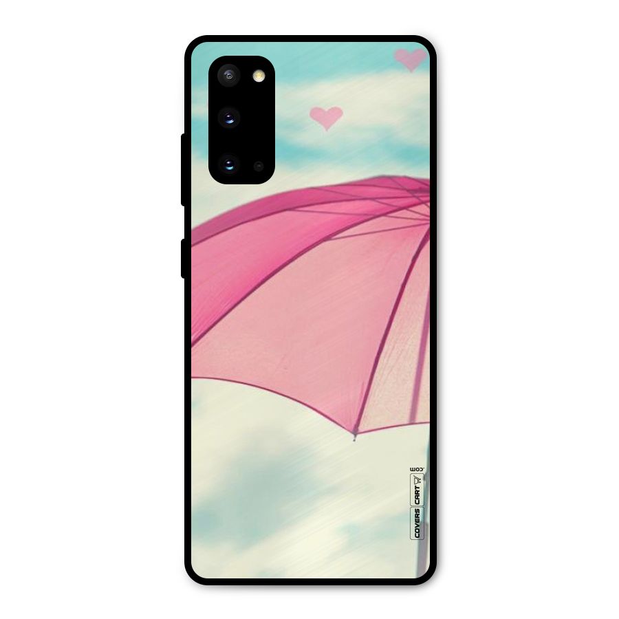 Cute Pink Umbrella Metal Back Case for Galaxy S20