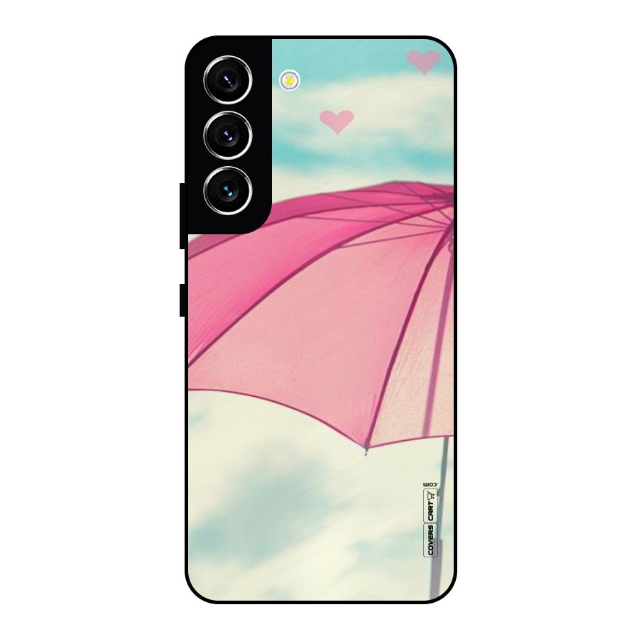 Cute Pink Umbrella Metal Back Case for Galaxy S22 5G