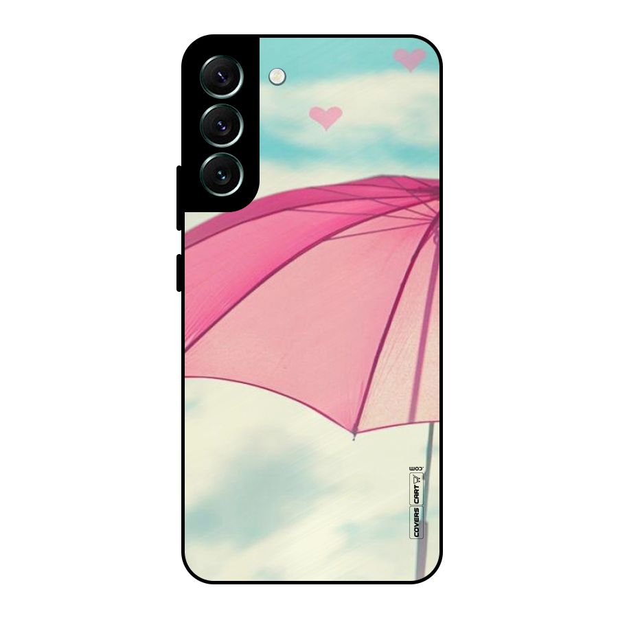 Cute Pink Umbrella Metal Back Case for Galaxy S22 Plus 5G