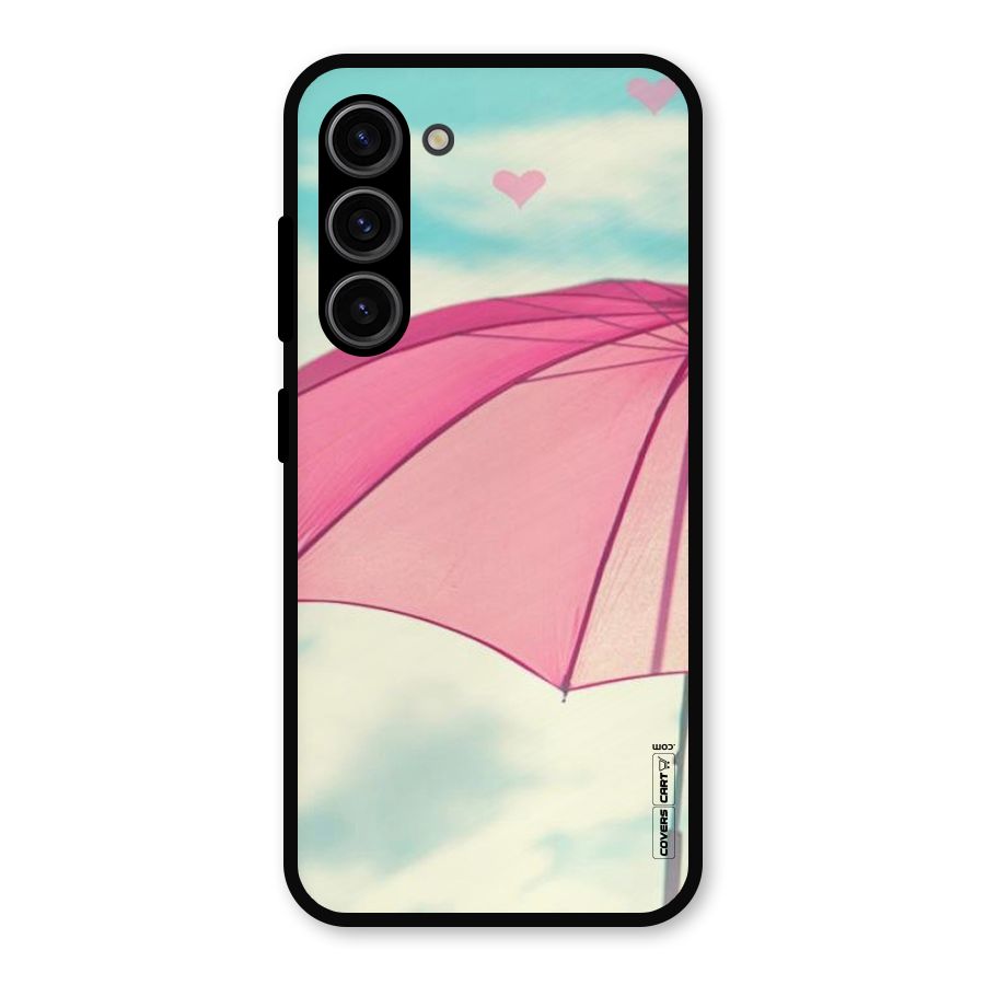 Cute Pink Umbrella Metal Back Case for Galaxy S23