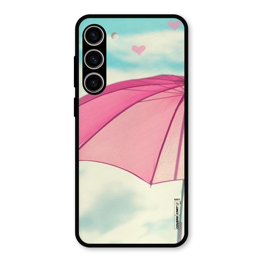 Cute Pink Umbrella Metal Back Case for Galaxy S23 Plus