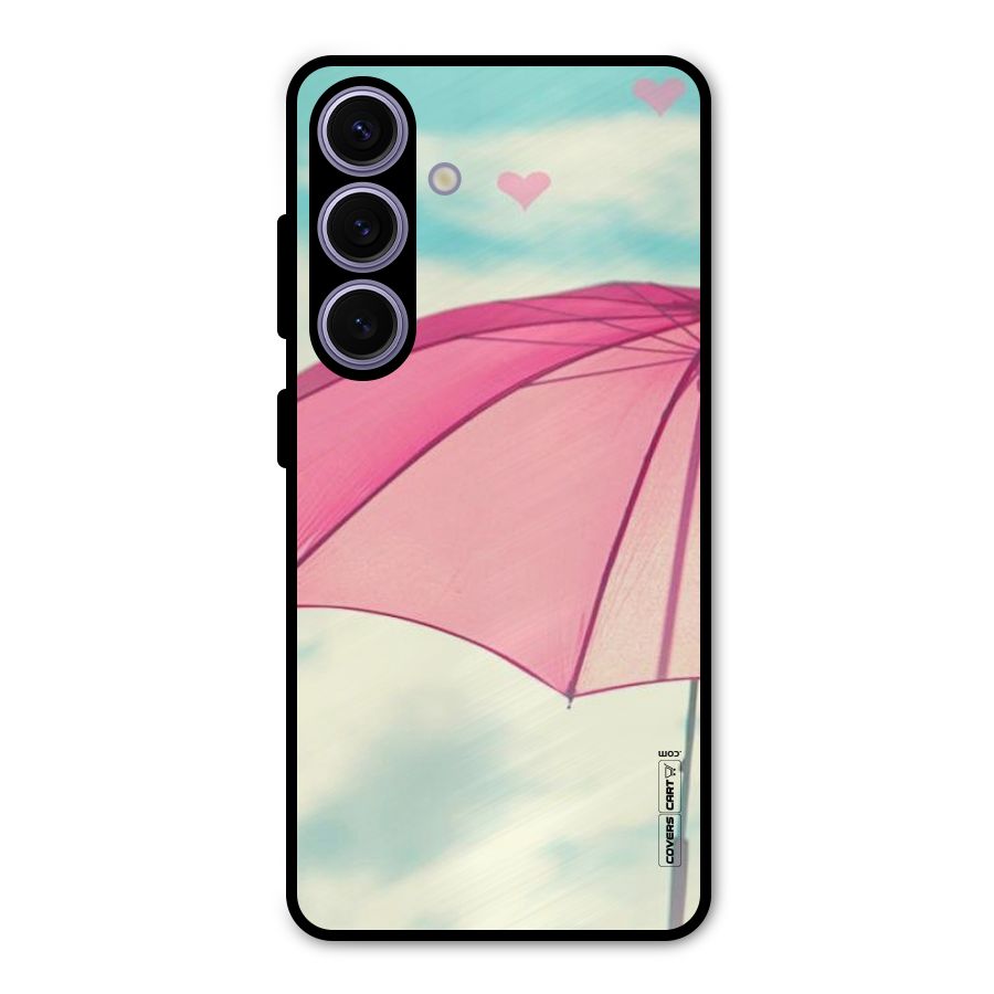 Cute Pink Umbrella Metal Back Case for Galaxy S24