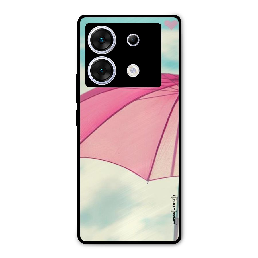 Cute Pink Umbrella Metal Back Case for Infinix Zero 30 5G