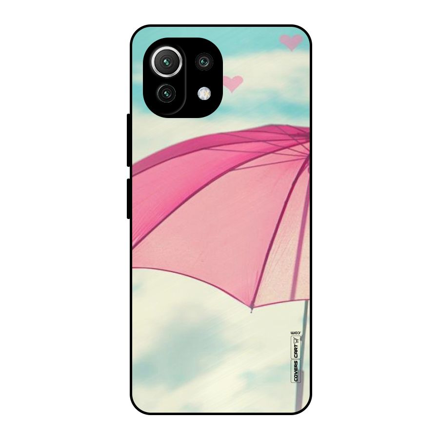 Cute Pink Umbrella Metal Back Case for Mi 11 Lite